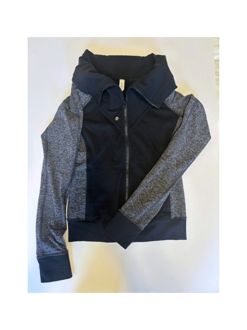 lululemon Define Jacket Black Herringbone Colorblock Full Zip, Size 4
